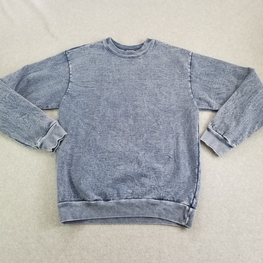 Talentless Sweater Mens Small Blue Acid Wash Mineral Wash Crewneck Casual Basic
